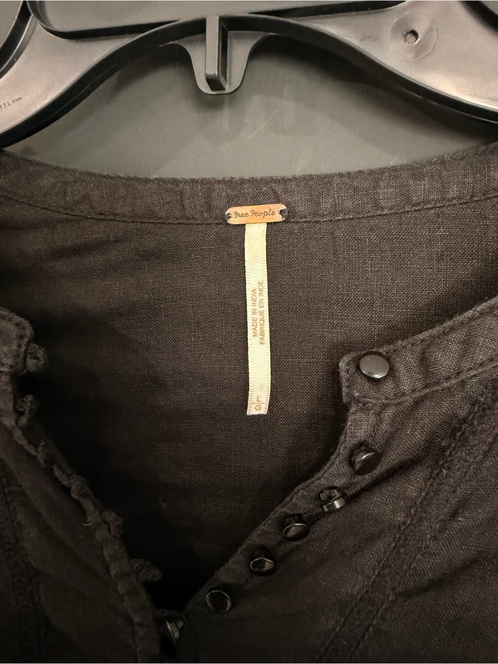 Free People Taupe Button-Front Peasant Top - Picture 2 of 5